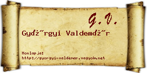 Györgyi Valdemár névjegykártya